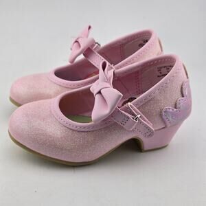 Disney Princess Pink Glitter Dress Shoes Toddler Size 6 Bow Tiara Heel Costume